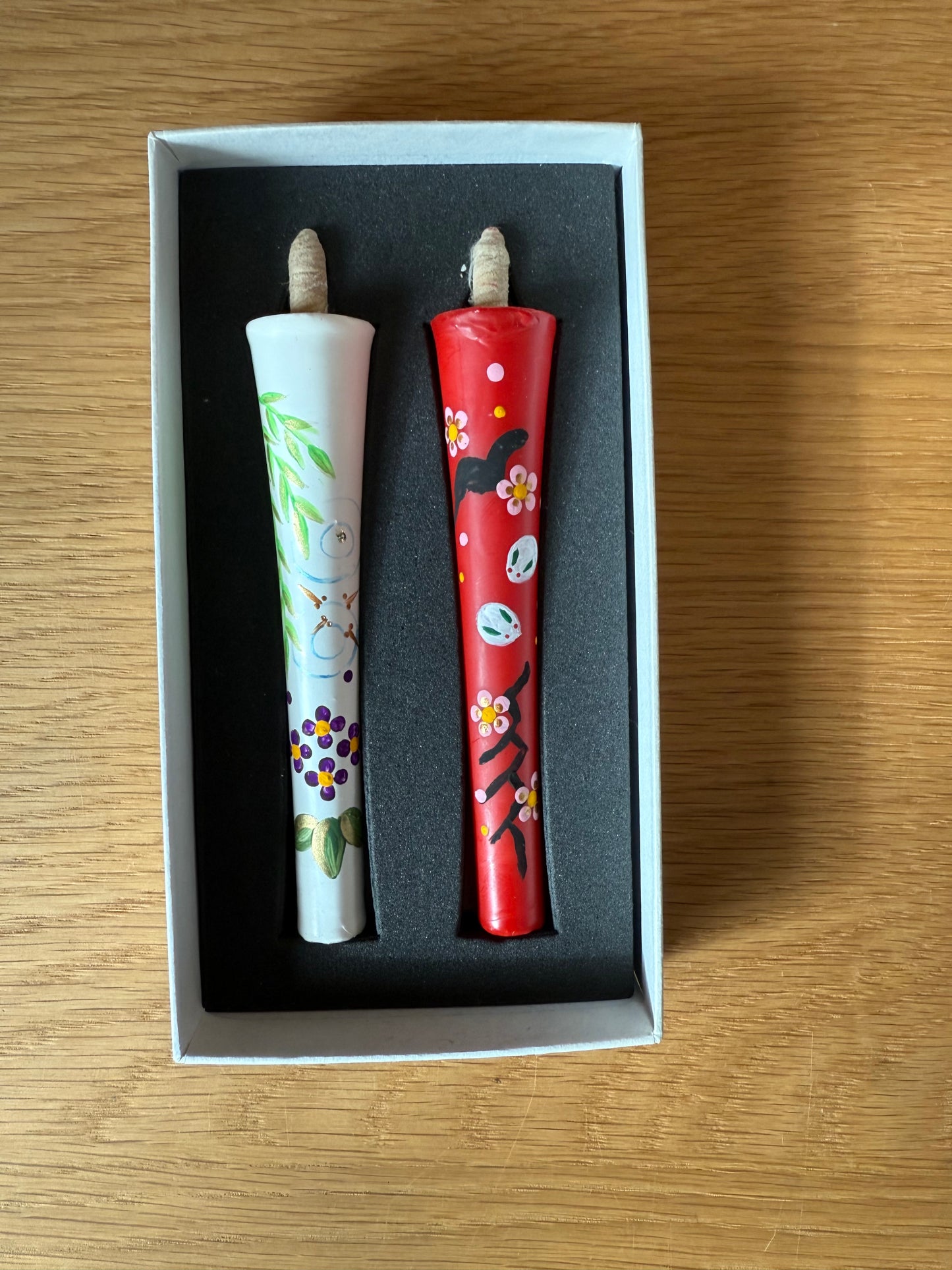 Set of 2 Handpainted Candles from Kyoto