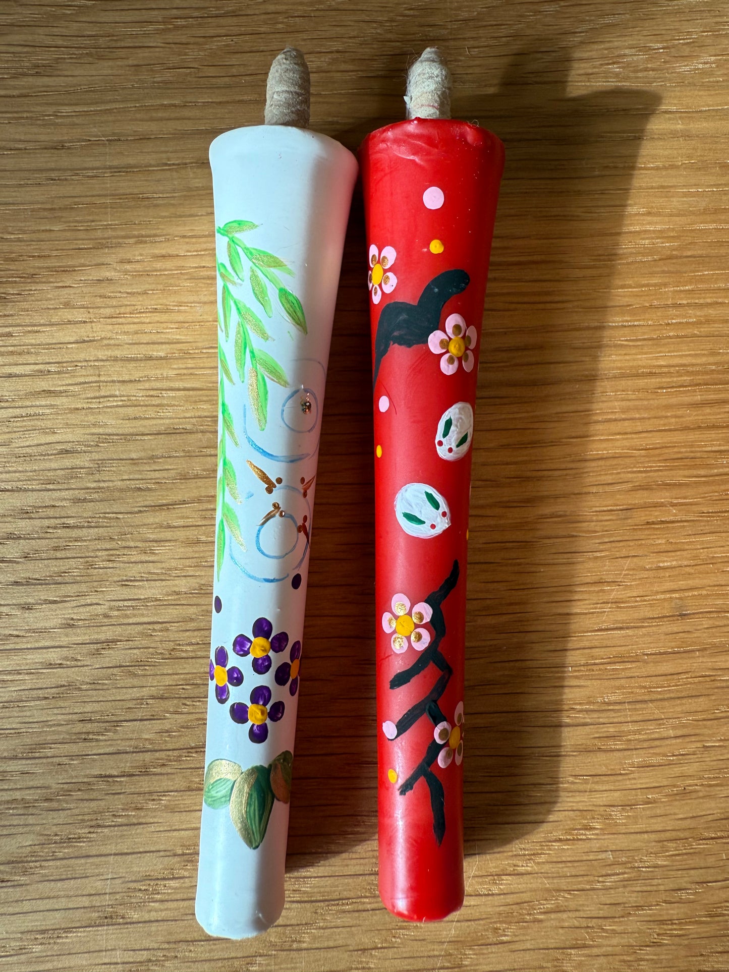 Set of 2 Handpainted Candles from Kyoto