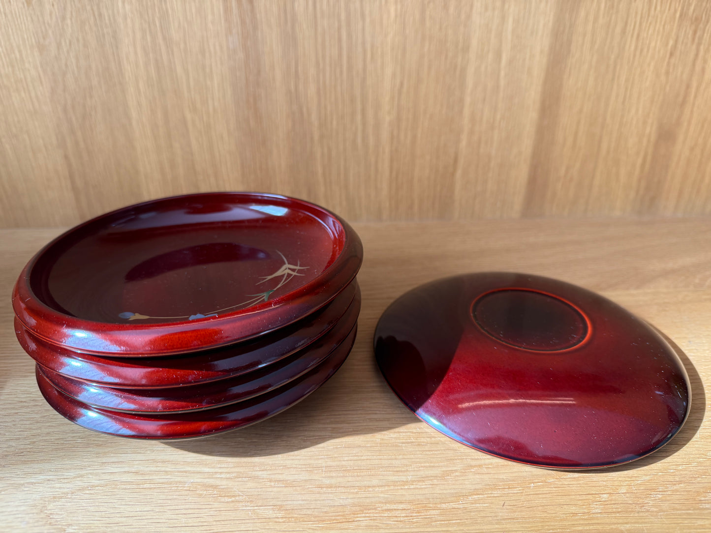 Set of 5 Vintage Lacquerware Plates