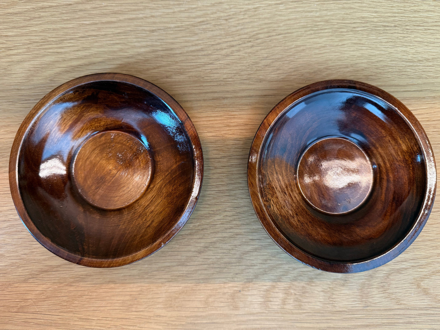 Set of 2 Vintage Wooden Saucers