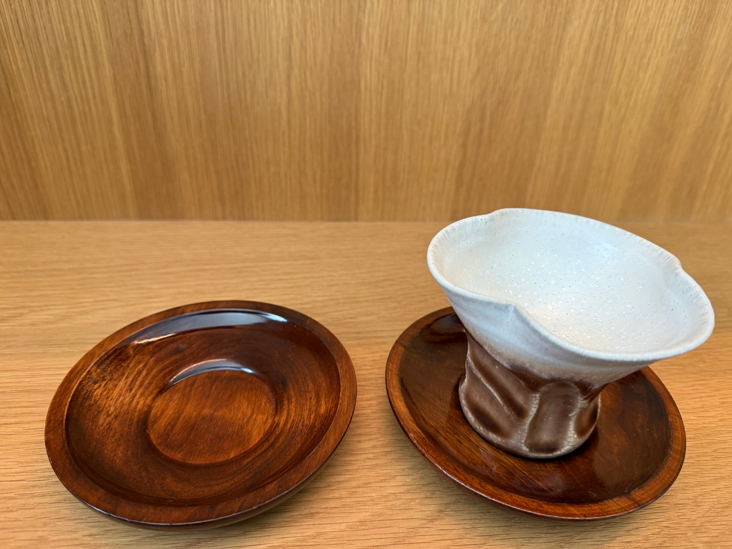 Set of 2 Vintage Wooden Saucers