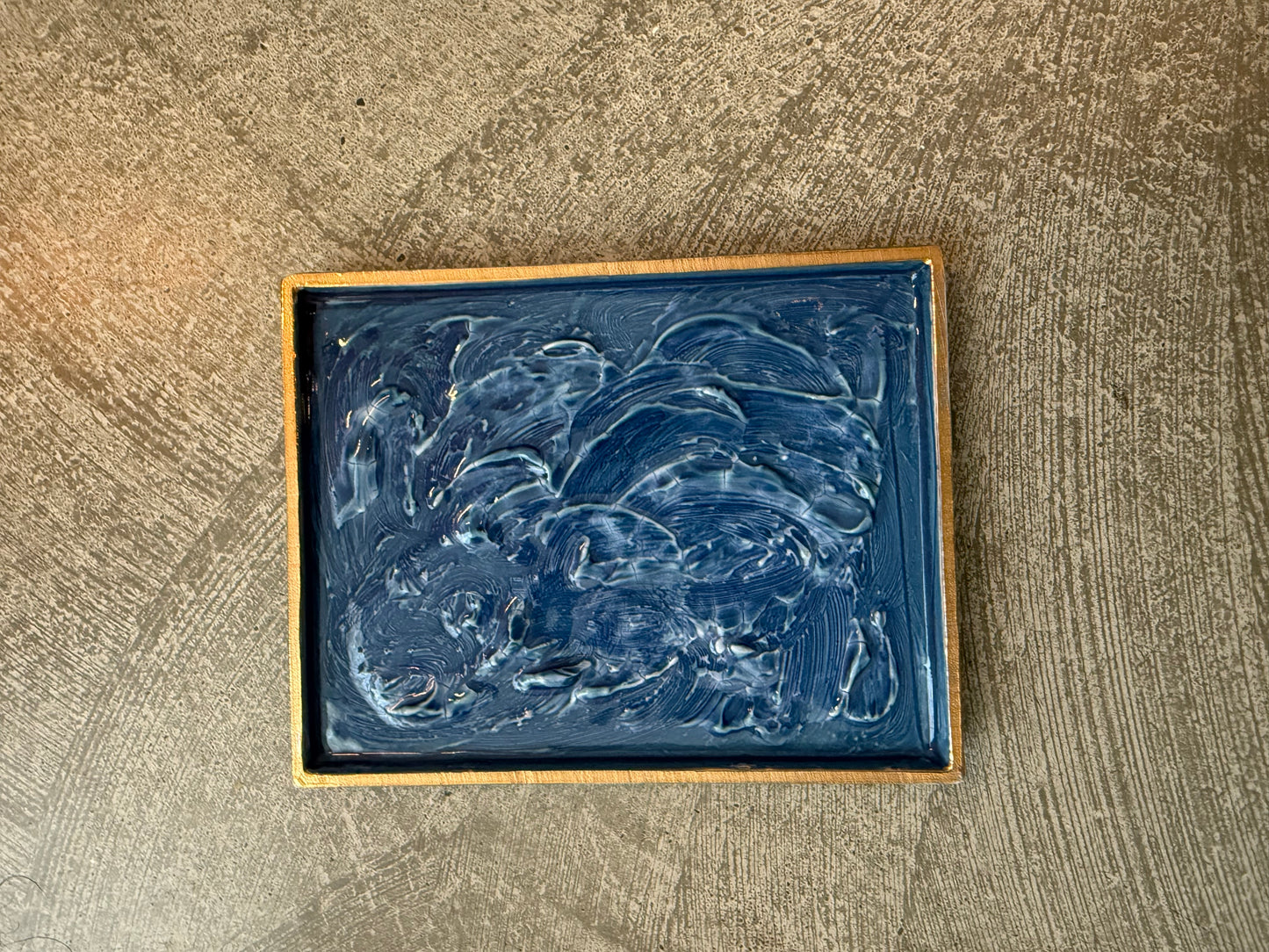 Set of 5 Vintage Sea Blue Plates by Fumiyama