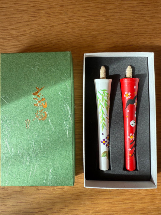 Set of 2 Handpainted Candles from Kyoto