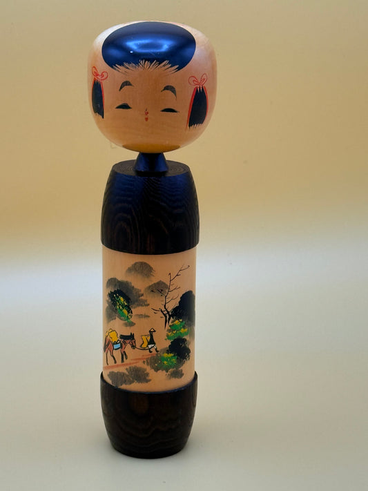Vintage Japanese wooden doll by Okamoto, Usaburo