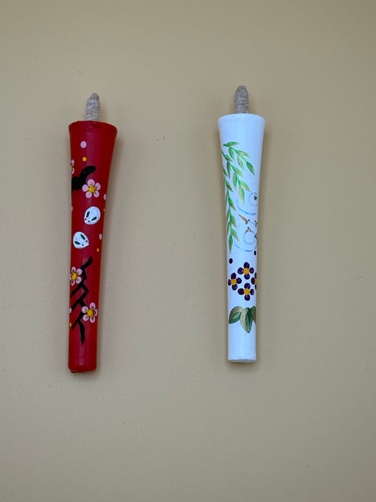 Set of 2 Handpainted Candles from Kyoto