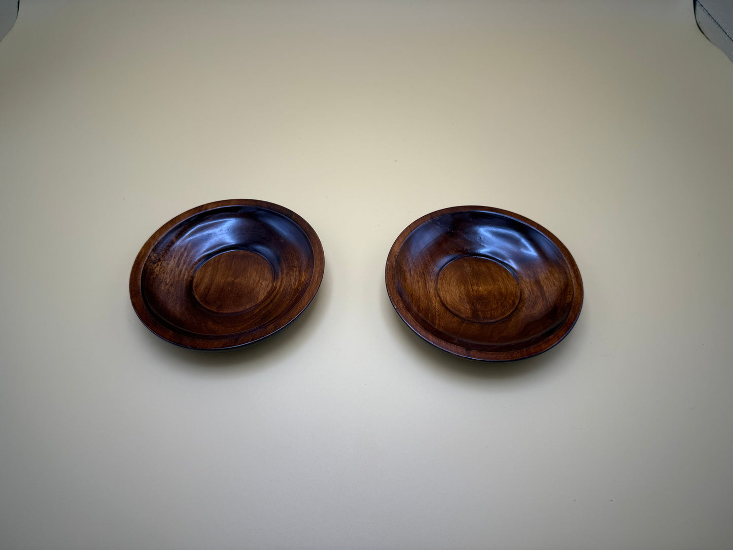 Set of 2 Vintage Wooden Saucers