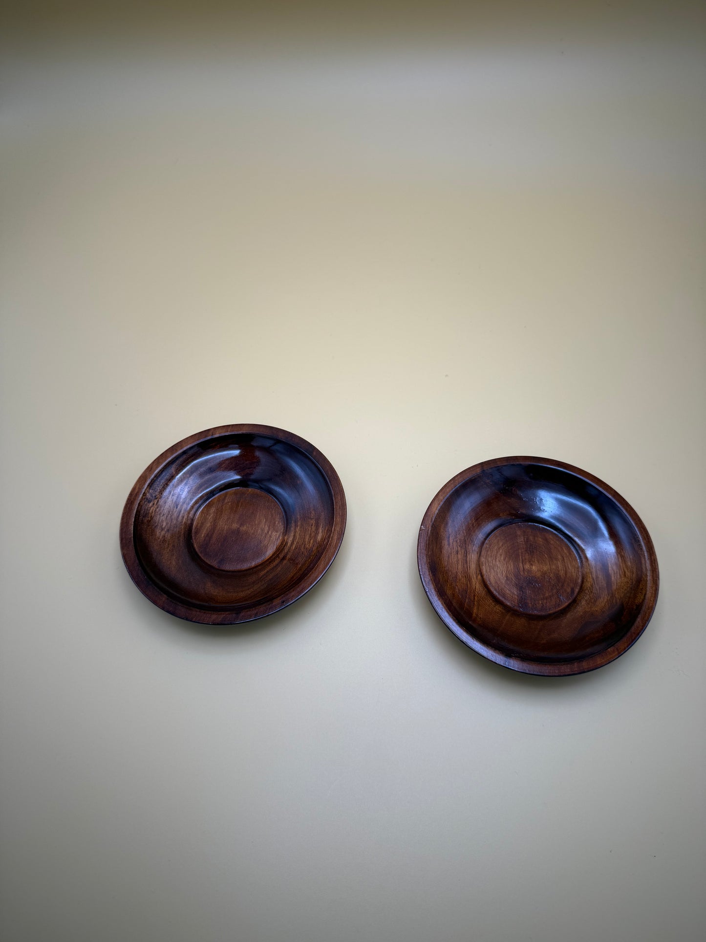 Set of 2 Vintage Wooden Saucers
