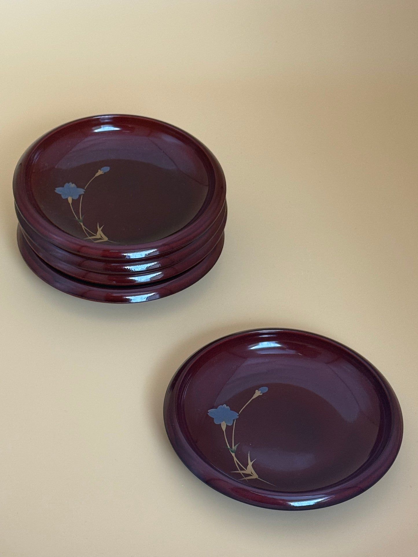 Set of 5 Vintage Lacquerware Plates